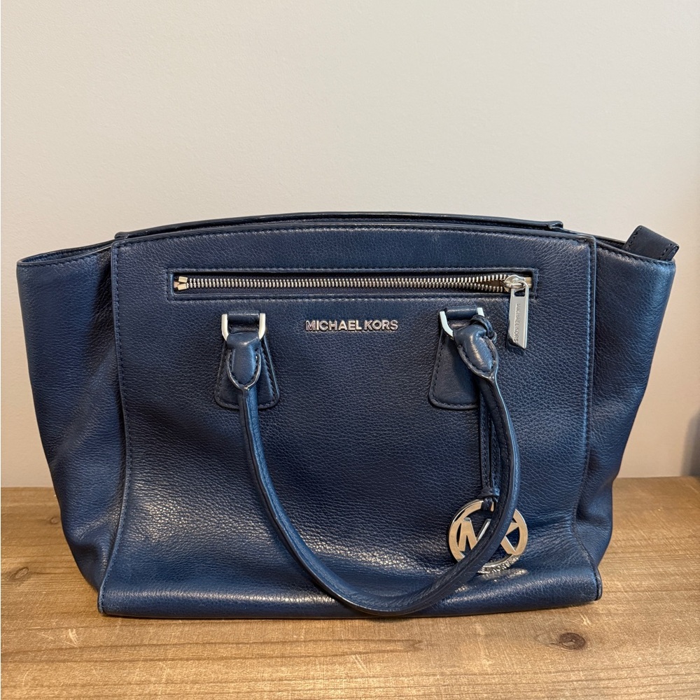Michael Kors Dark Blue Leather Tote
